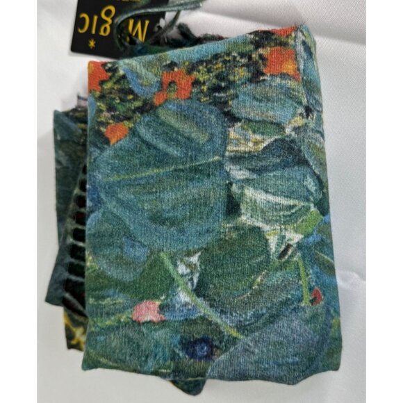 NWT The Magic Scraf Company Green Sunflower Floral Scraf OS Art to Wear Printed - Picture 5 of 9